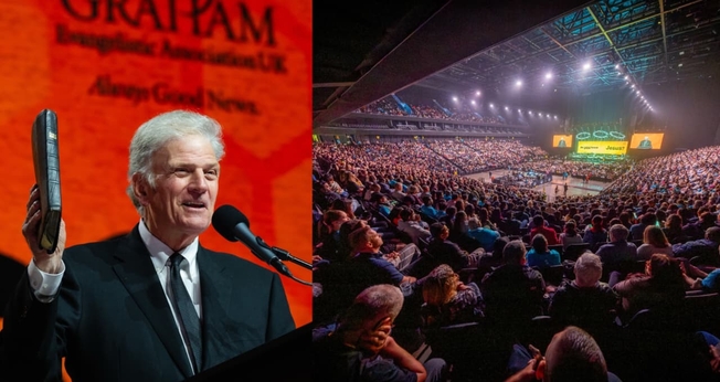 Uma multidão se reuniu para ouvir o Evangelho em uma arena de Manchester. (Foto: Instagram/bgea).