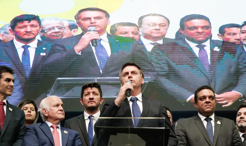 Presidente Jair Bolsonaro discursa na comemoração dos 108 Anos da Assembleia de Deus no Brasil. (Foto: Alan Santos/PR)