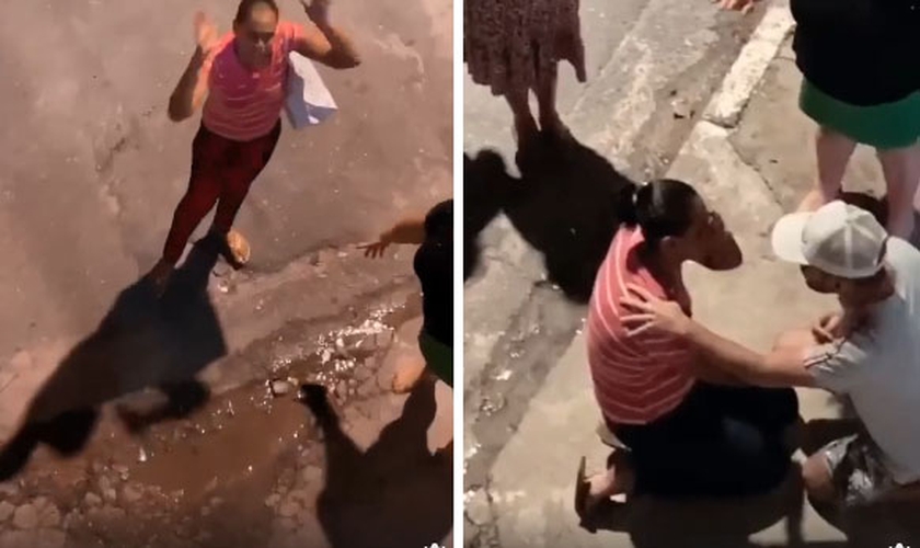 Vídeo publicado nas redes sociais mostra o momento em que uma mulher se reconciliou com Deus. (Foto: Reprodução)