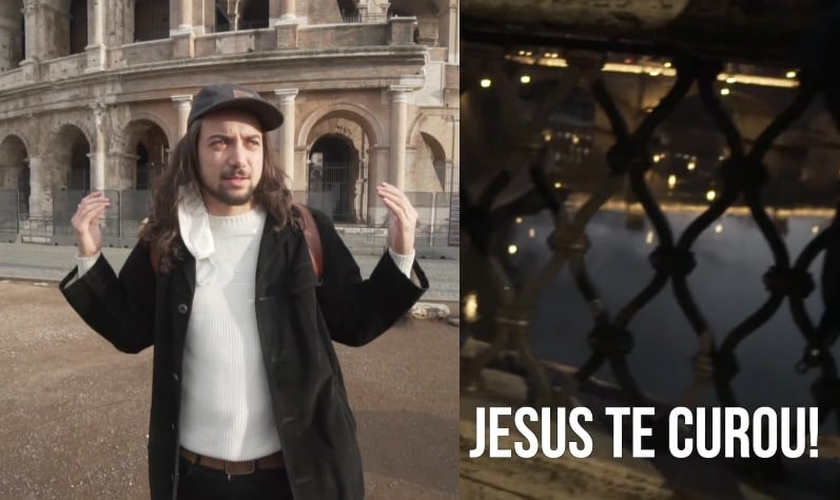 O brasileiro Luca Martini filmou sua saga de evangelismo em Roma. (Foto: YouTube/Luca Martini)