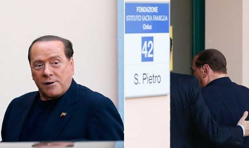 Ex-primeiro-ministro da Itália Silvio Berlusconi chega ao Instituto Sagrada Família para ajudar a cuidar de pessoas com mal de Alzheimer