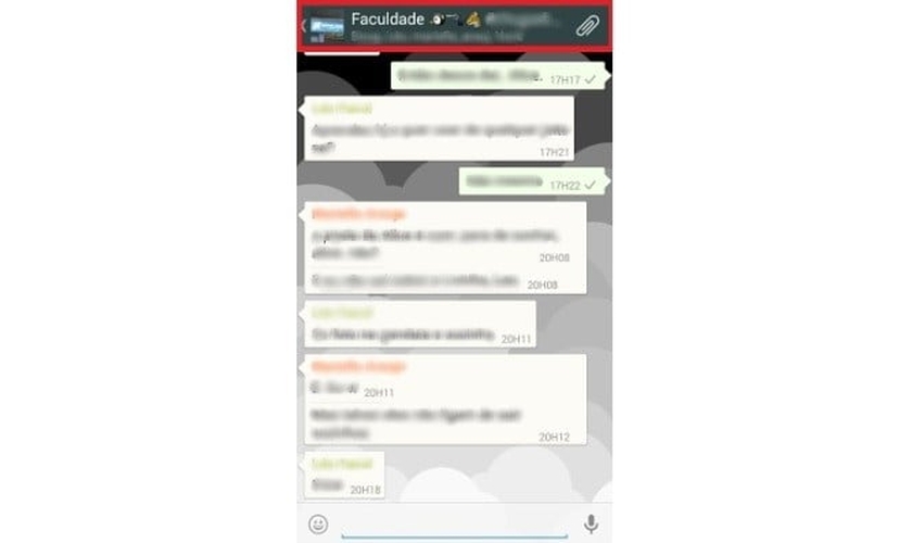 Atalho para as informações do grupo no WhatsApp