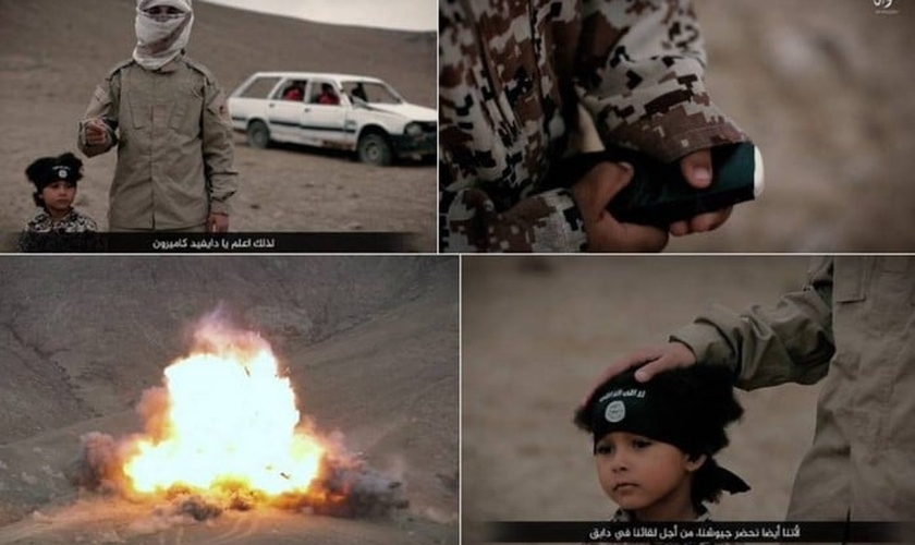 Vídeo mostra jihadi junior detonando carro com três prisioneiros do Estado Islâmico. (Foto: Reprodução)
