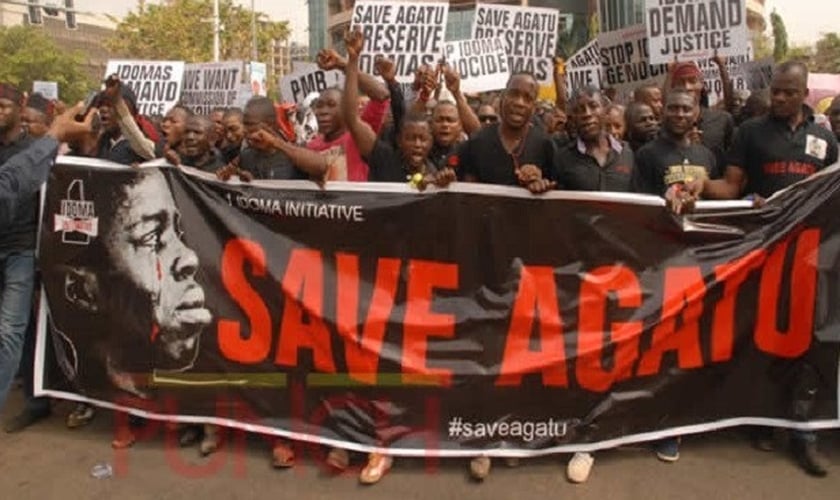 Nigerianos protestam contra a violência na região de Agatu.
