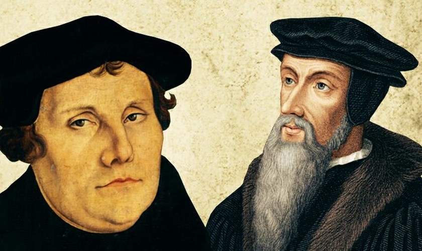 Martinho Lutero (esquerda), que iniciou a Reforma Protestante e João Calvino (direita), outro grande nome do movimento na Europa. (Imagem: Consciência Cristã)