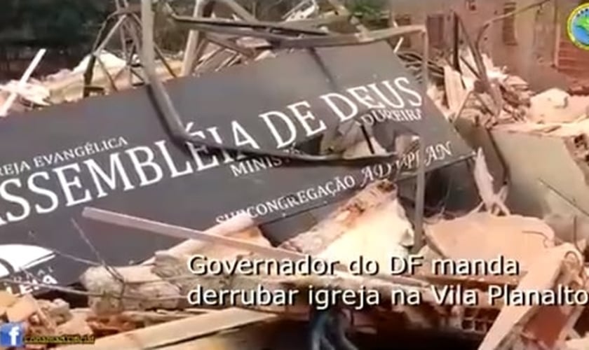 Escombros da Assembleia de Deus - Ministério Madureira, demolida recentemente em Brasília (DF). (Imagem: Facebook)