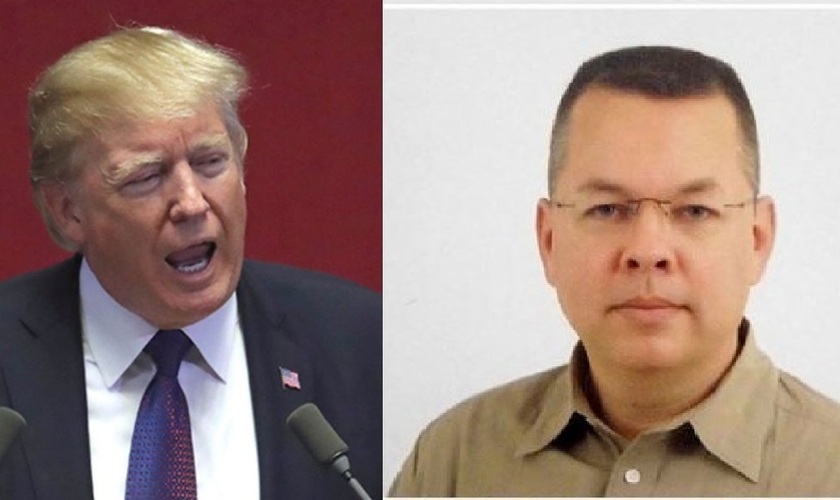 Donald Trump declarou apoio ao pastor Andrew Brunson (direita), que está sendo julgado por "terrorismo" na Turquia. (Imagem: Guiame)