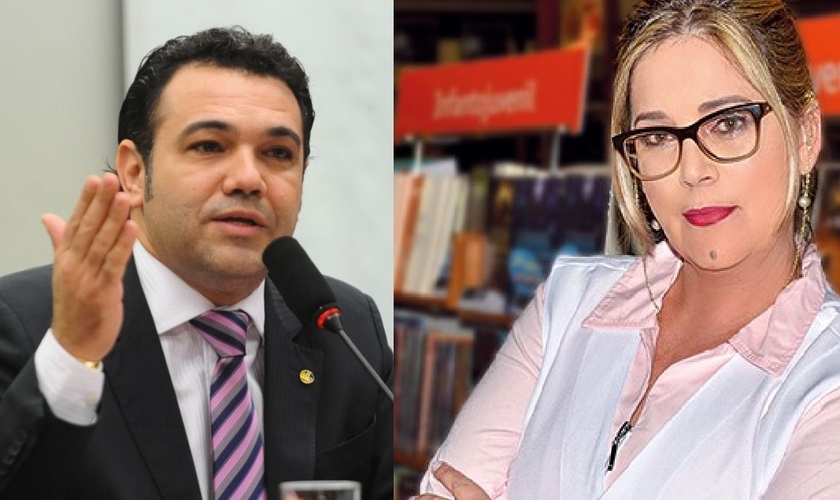 Marco Feliciano (esquerda) recebeu as denúncias feitas pela psicóloga Marisa Lobo (direita) contra os Conselhos de Piscologia. (Imagem: Guiame - edição)