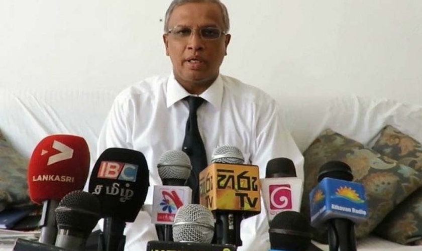 M. Abraham Sumanthiran deu uma poderosa declaração de fé em rede nacional para a imprensa do Sri Lanka. (Foto: Reprodução)