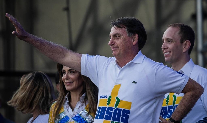 O presidente Jair Bolsonaro, durante Marcha para Jesus, em São Paulo. (Foto: Eduardo Anizelli/Folhapress)