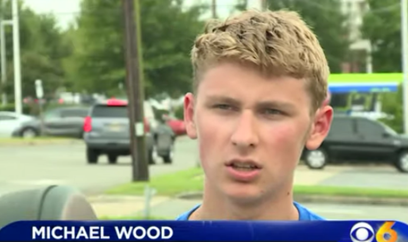 : Michael Wood, em entrevista sobre o salvamento do menino que estava se afogando. (Foto: Reprodução/CBS 6 News)
