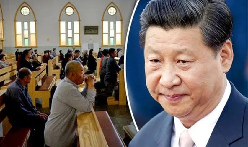Em destaque, o presidente do governo comunista chinês, Xi Jinping. (Foto: Reprodução/China Aid)