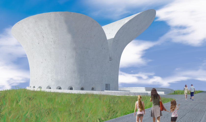 Com coautoria de Oscar Niemeyer e seu bisneto, Paulo Sérgio Niemeyer, o projeto arquitetônico do Museu da Bíblia expõe a aparência do local que deve receber cerca de 100 mil visitantes anualmente, em Brasília. (Imagem: reprodução / Instituto Niemeyer)