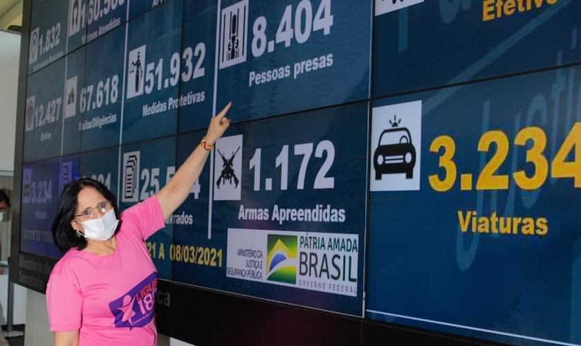 Ministra Damares Alves comemora números da Operação Resguardo. (Foto: Reprodução/Twitter)