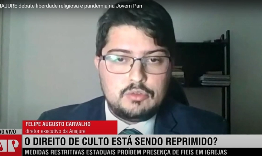 Felipe Augusto Carvalho, diretor executivo da Anajure, fala sobre liberdade de religião na Jovem Pan. (Foto: Reprodução/YouTube)