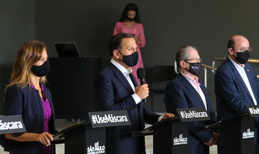 Coletiva de imprensa do Governo de SP. (Foto: Reprodução / Governo de SP)