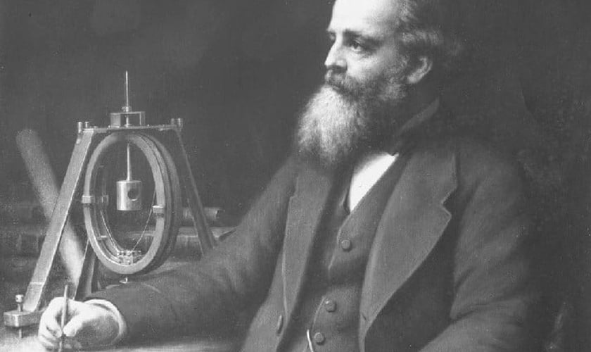 Retrato de James Clerk Maxwell com o aparelho de bobina giratória que ele e Fleeming Jenkin usaram em 1863-64 para determinar o valor do ohm. (Foto: Reprodução / Research Gate)