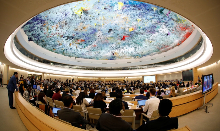 Conselho de Direitos Humanos um dia após os EUA anunciarem sua saída, em Genebra. (Foto: Denis Balibouse/Reuters)
