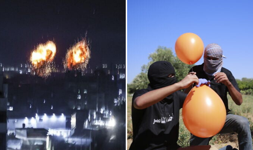 Israel atinge alvos do Hamas, após ataque com balões incendiários pelo grupo terrorista. (Foto: Reprodução / Times of Israel)
