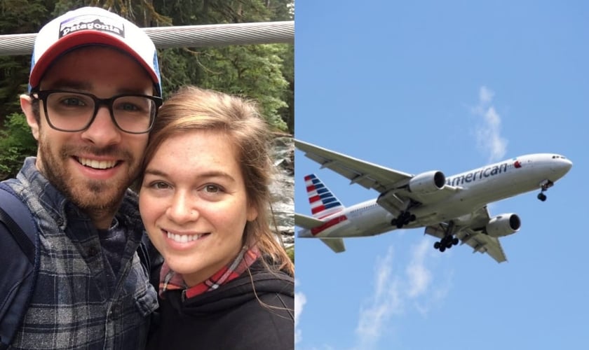 Kyle Donn e a esposa Brittany viajavam no voo 2775 da American Airlines, que havia acabado de decolar de Charlotte e se dirigia para Seattle, nos Estados Unidos, no domingo (30). (Foto: Reprodução/Facebook).