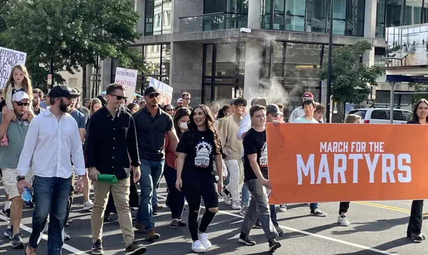 Marcha pelos Mártires em Washington, no sábado (25). (Foto: Christine Rousselle/CNA).