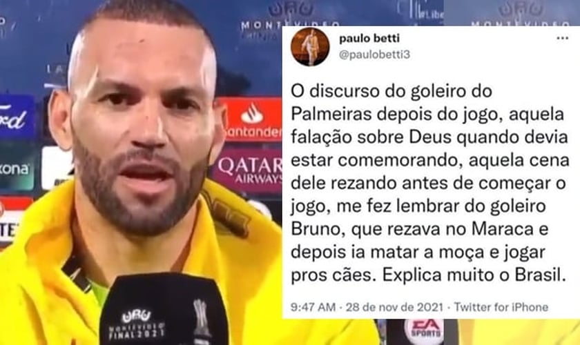 Goleiro Weverton foi criticado por entrevista após título da Libertadores. (Foto: Reprodução/Redes Sociais)