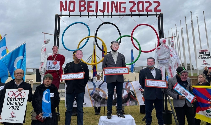 Protesto contra os Jogos de Inverno na China. (Foto: Facebook/Australia Tibet Council).
