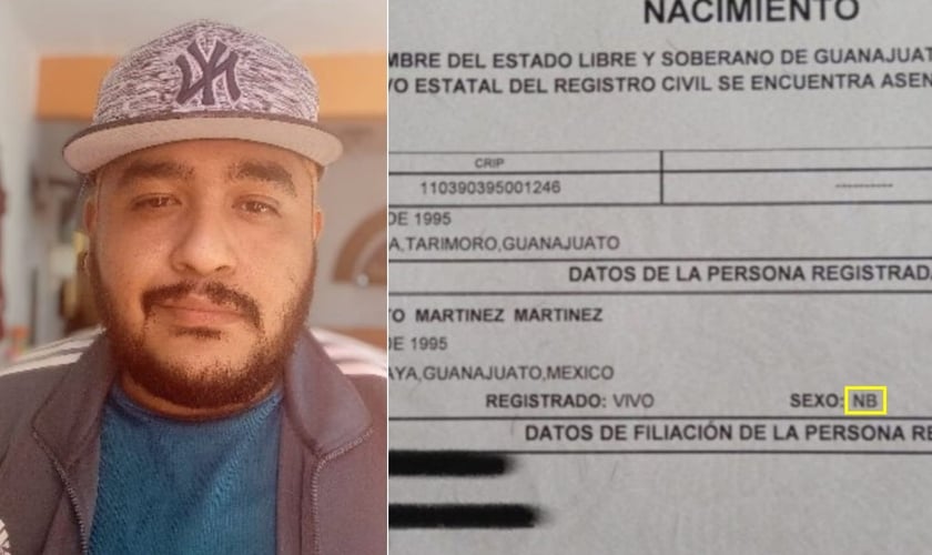 Fausto Martínez recebeu sua certidão com a descrição “NB” (não binário). (Foto: Twitter/Fausto Martínez).