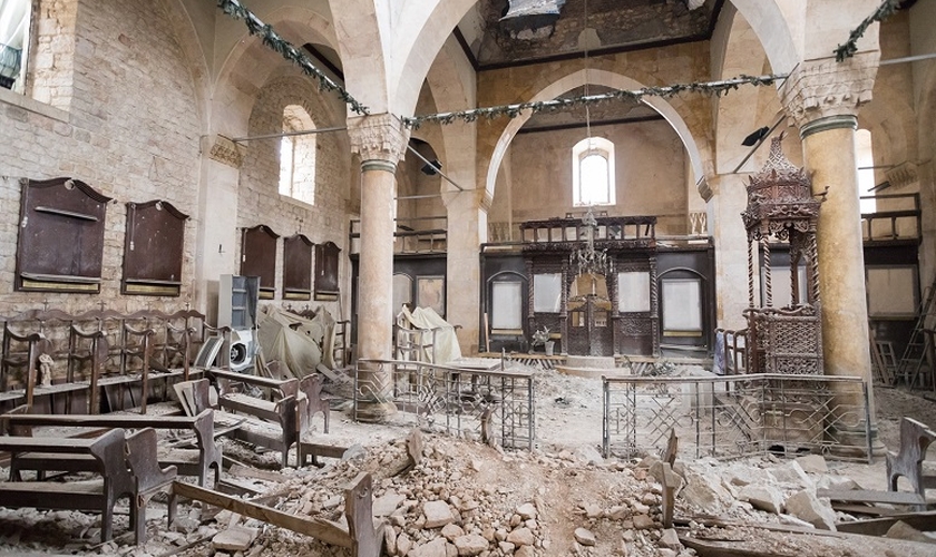 Uma igreja ortodoxa danificada em Aleppo, na Síria. (Foto: Imagem ilustrativa/Open Doors).