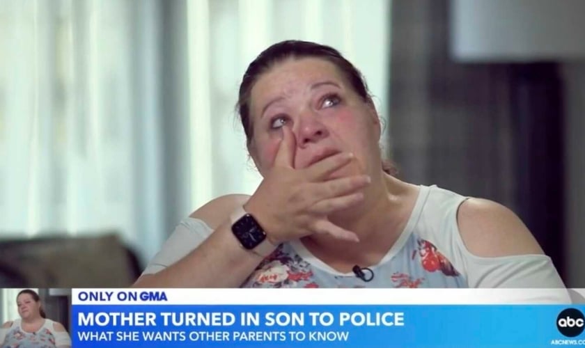 Nichole Schubert chora ao contar sua decisão sobre denunciar o filho. (Captura de tela/Good Morning America)