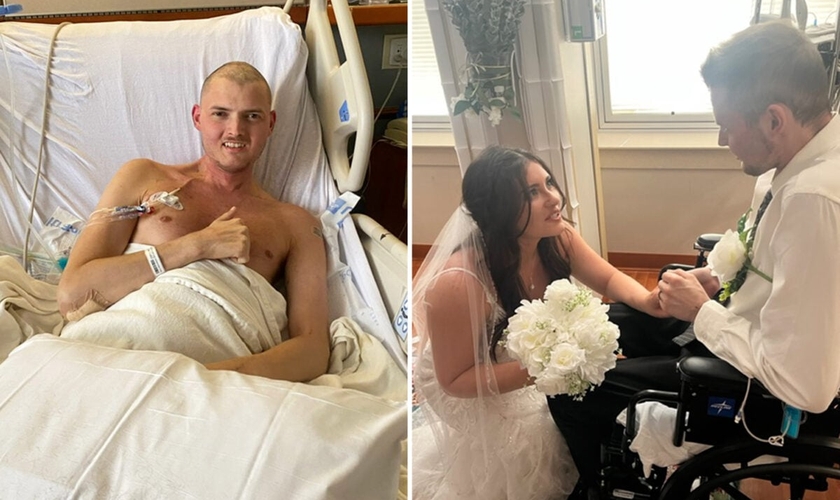 Zach e Madison Stroup se casaram no hospital. (Foto: Madison Stroup)