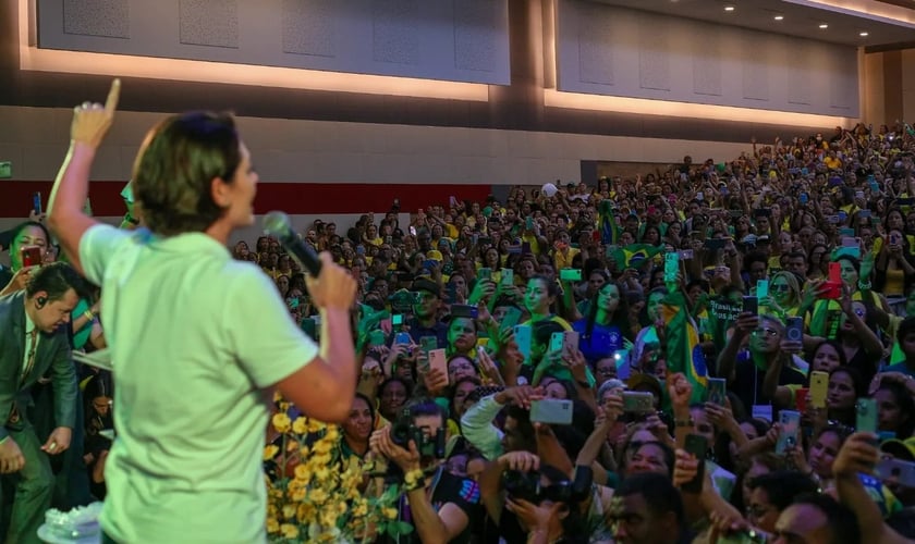 Michelle Bolsonaro em evento no Maranhão. (Foto: Instagram/Damares Alves).