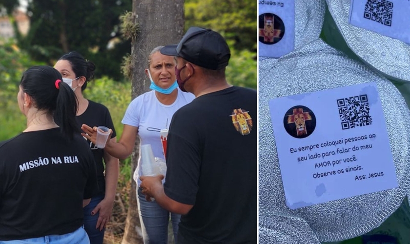 Voluntários receberam participantes de evento esportivo com copo de água gelada. (Foto: Reprodução/Facebook Missão Encorajamento)