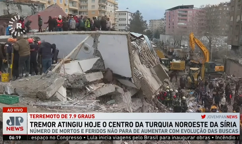 Terremoto de magnitude 7,8 atingiu Turquia e Síria. (Foto: Captura de tela/YouTube  Jovem Pan News)