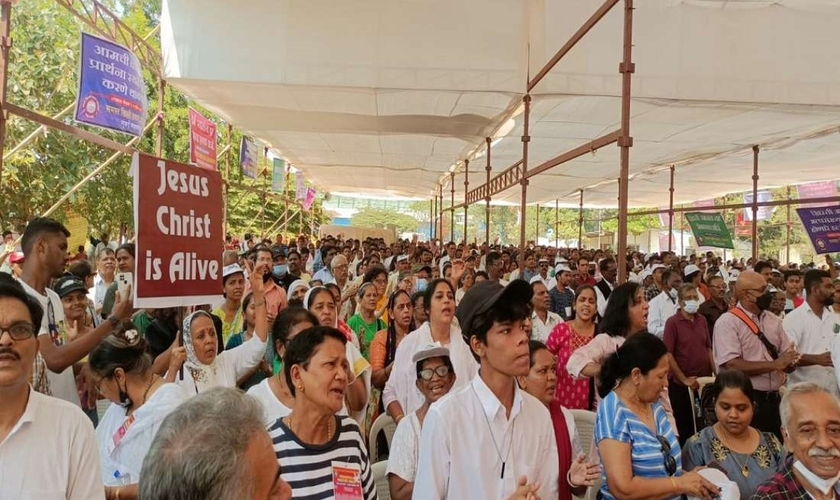 Cristãos protestam em 12 de abril em Mumbai, capital financeira da Índia. (Foto: Reprodução/UCA)