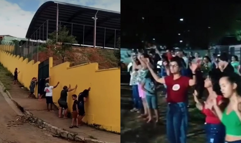 Em vários estados, cristãos oraram em frente a escolas pela proteção dos estudantes. (Foto: Reprodução/TikTok/miguelvelosoficial).