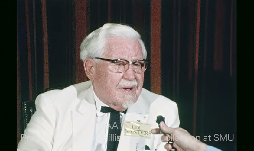 Colonel Sanders aceitou Jesus aos 77 anos. (Foto: Reprodução/YouTube/SMU Jones Film/WFAA).