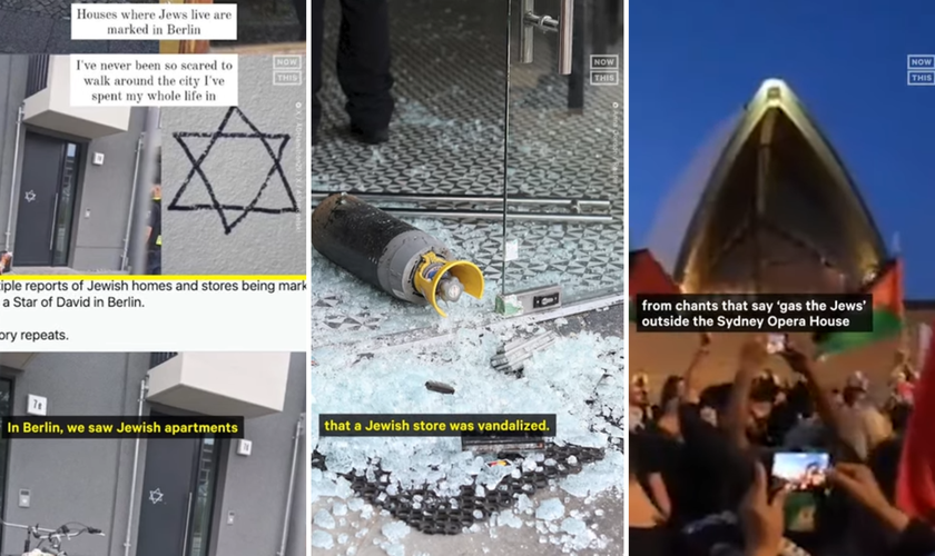 Imagens de antissemitismo e pedidos de violência contra judeus. (Captura de tela/YouTube/NowThis News)