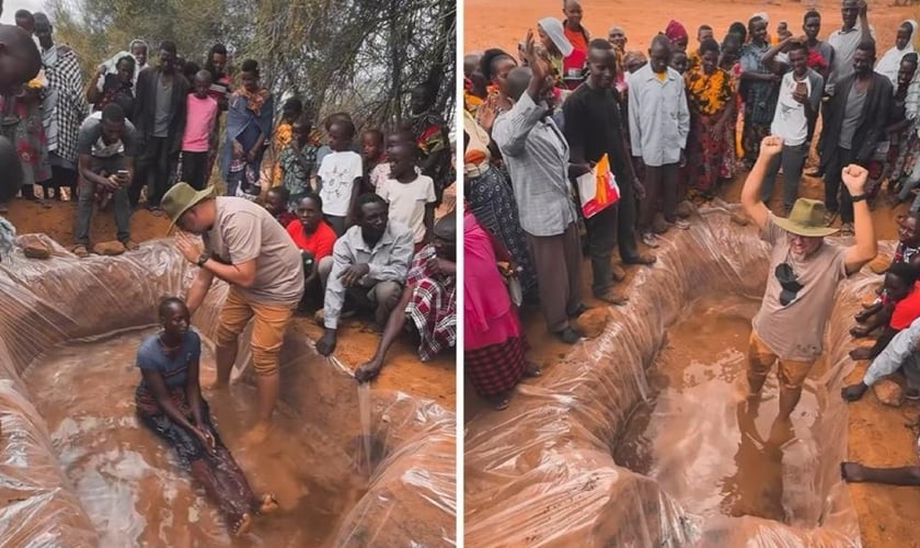 O pastor durante o batismo na Tanzânia. (Foto: Reprodução/Instagram/Eduardo Alexande Carvalhaes Ribeiro)