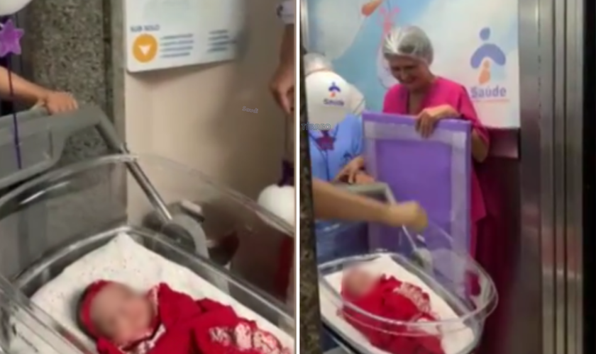 A pequena Íris deixa hospital após 4 meses. (Captura de tela/g1)