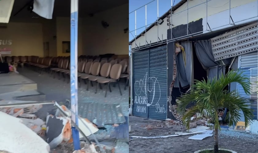 O templo da AD Brás Alagoas BR-104 foi depredado. (Foto: Reprodução/Instagram/AD Brás Alagoas BR-104).