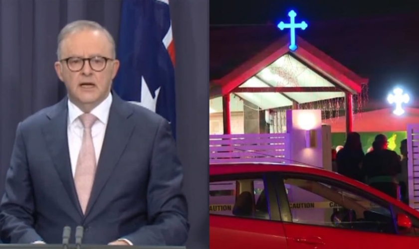 O primeiro ministro da Austrália, Anthony Albanese, condenou o ataque à igreja. (Foto: Reprodução/The Guardian/YouTube/7NEWS Australia).