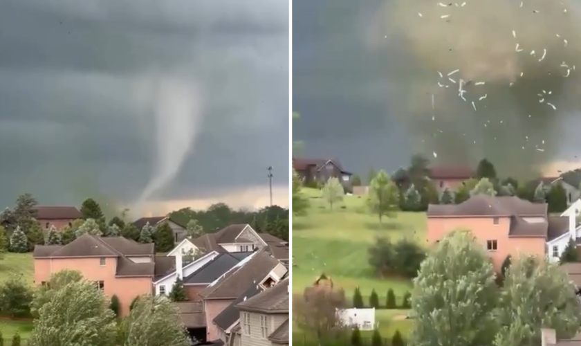 Imagens mostram tornado que atingiu casas e a igreja Crossroads Ministries. (Captura de tela/Facebook/Comissário do condado de Washington, Nick Sherman)