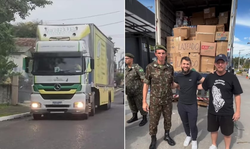 Toneladas de roupas, alimentos e água foram doados às vítimas das enchentes. (Foto: Instagram/Carreta Missionária/Instagram/Família JesusCopy).