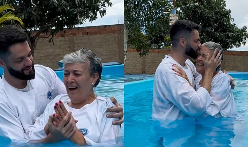 Allan Machado se emocionou ao batizar a própria mãe. (Foto: Instagram/Allan Machado).