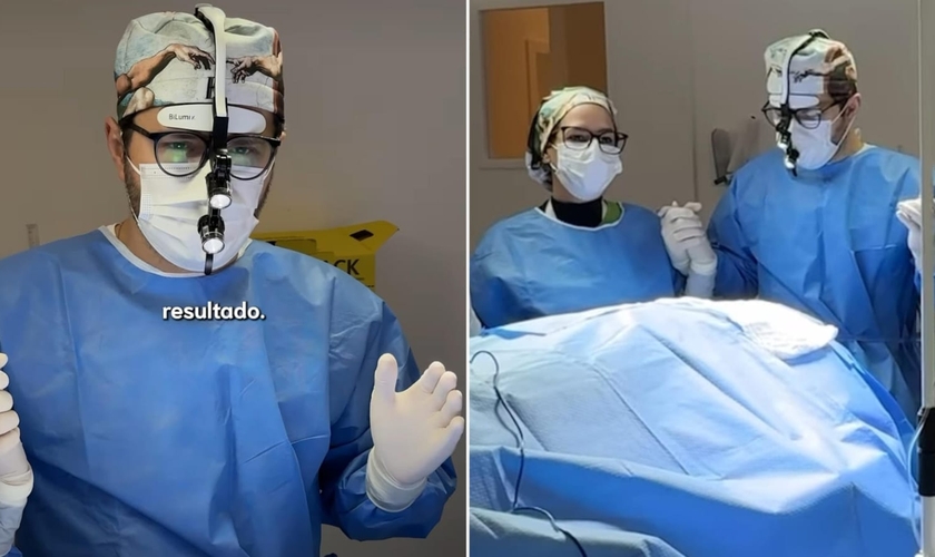 O cirurgião maxilofacial Rafael Evaristo orou junto com sua equipe. (Foto: Reprodução/Instagram/Dr. Rafael Evaristo).