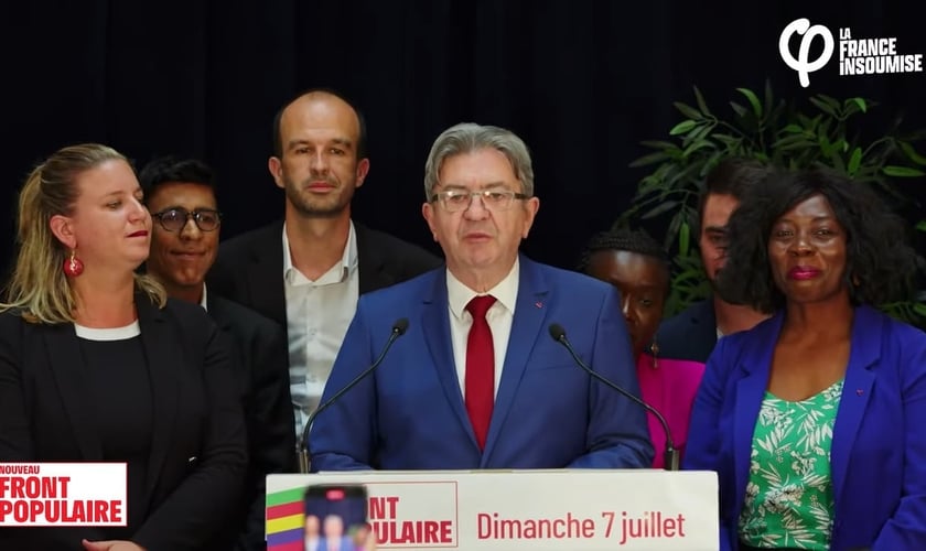 Jean-Luc Mélenchon, líder do partido A França Insubmissa (LFI). (Captura de tela/YouTube/ Jean-Luc Mélenchon)