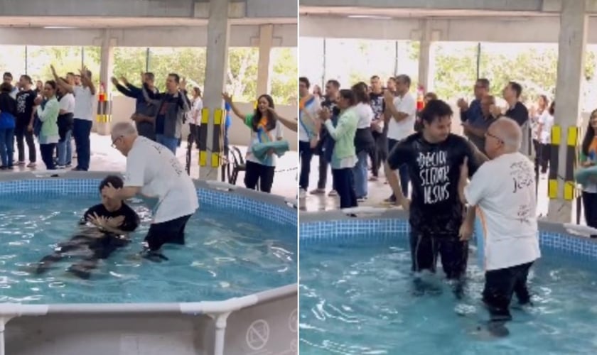 Alexander Lima foi batizado na Comunidade Evangélica Internacional Zona Sul. (Foto: Reprodução/Instagram/Michele Umezu).