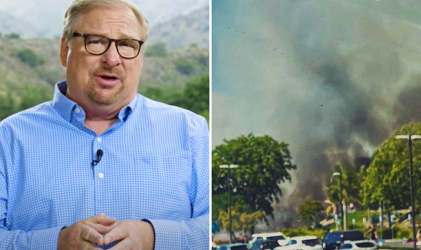 Pr. Rick Warren; imagem do incêndio em área externa da Igreja Saddleback. (Foto: Instagram/pastorrickwarren)