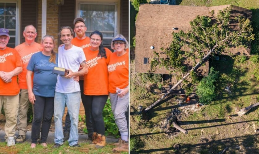 O casal com os voluntários da Samaritan’s Purse. (Foto: Samaritan’s Purse).